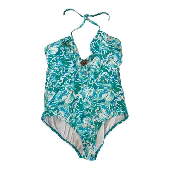 Time and Tru blue and green one piece halter swimsuit Sz 2x(20W-22W) nwt, 012 - Picture 1 of 3